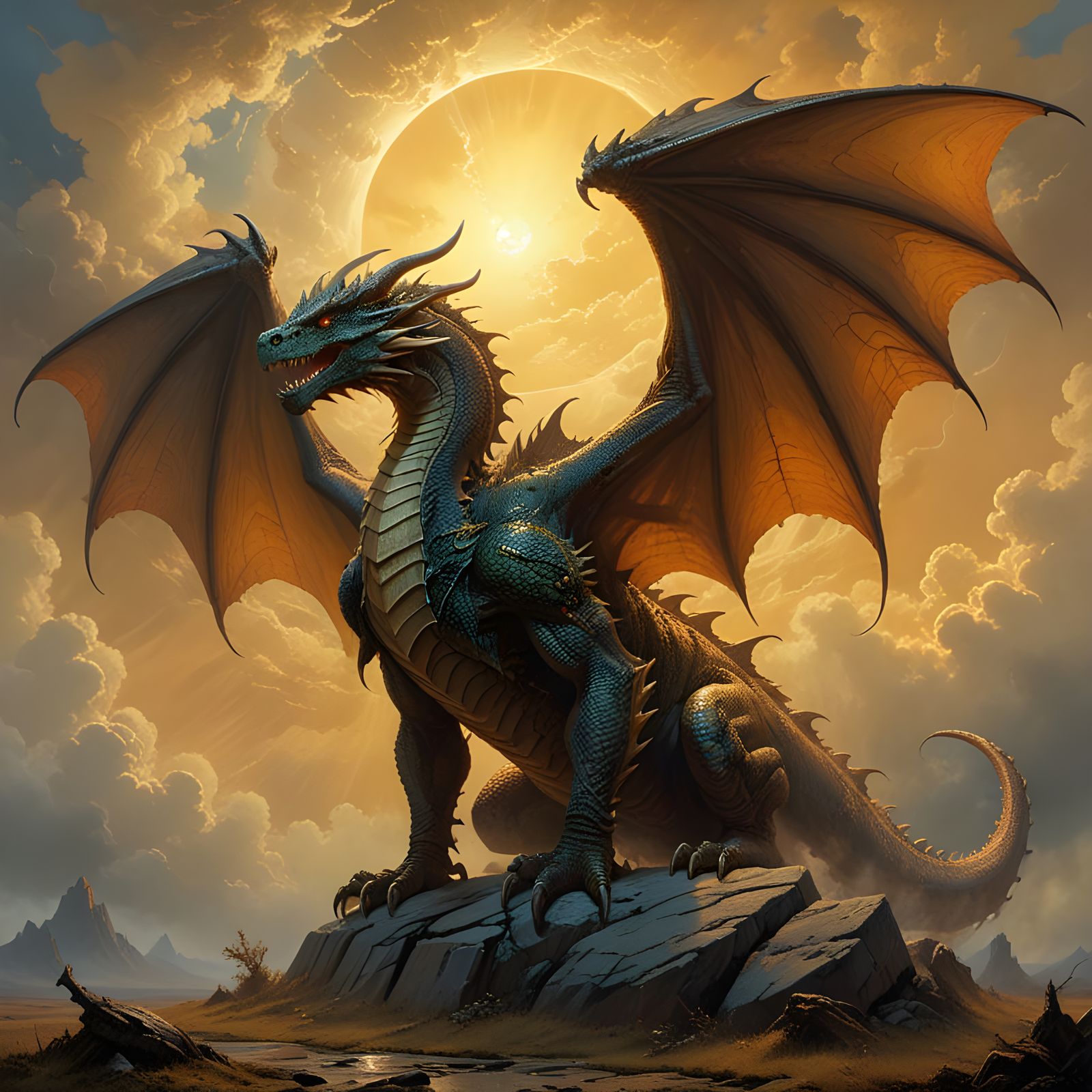 Gigantic Female Dragon's Sun-Kissed Belly