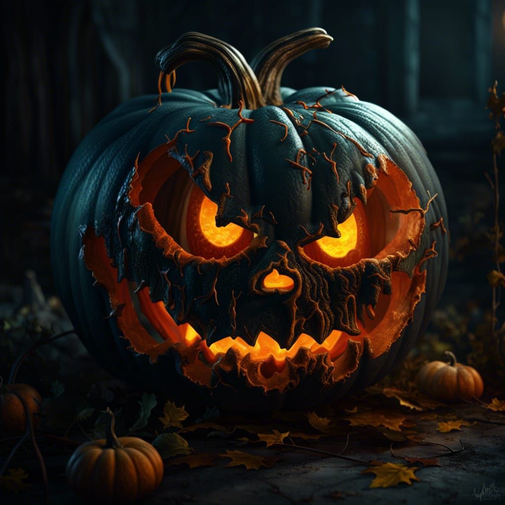 Creepy Jack-O'-Lantern Pumpkin in Detailed Matte Painting