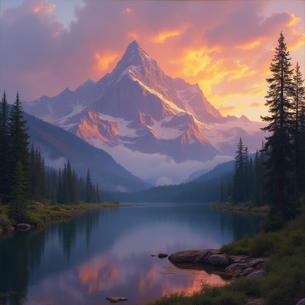 Breathtaking Mountain Landscape at Sunset in Grand Style