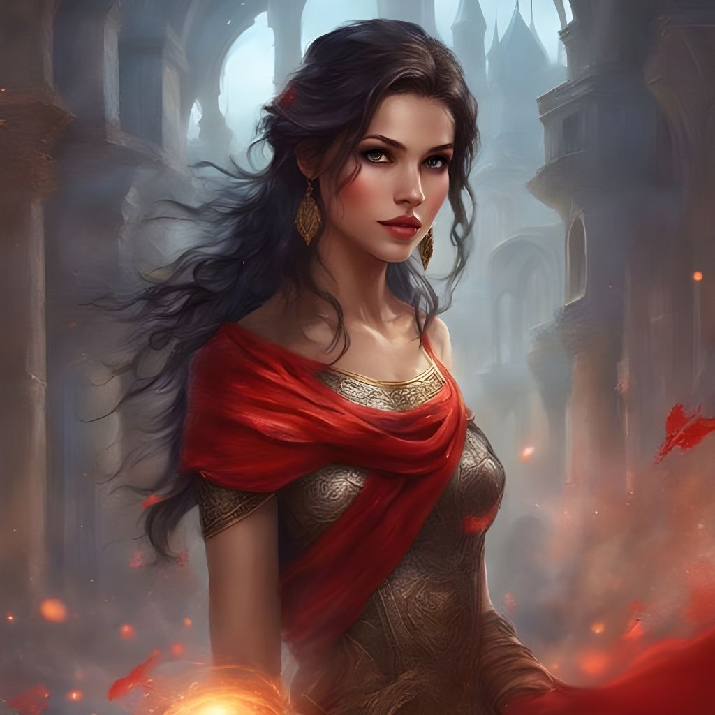 Beautiful Syrian Girl Portrait in Splash Art Style