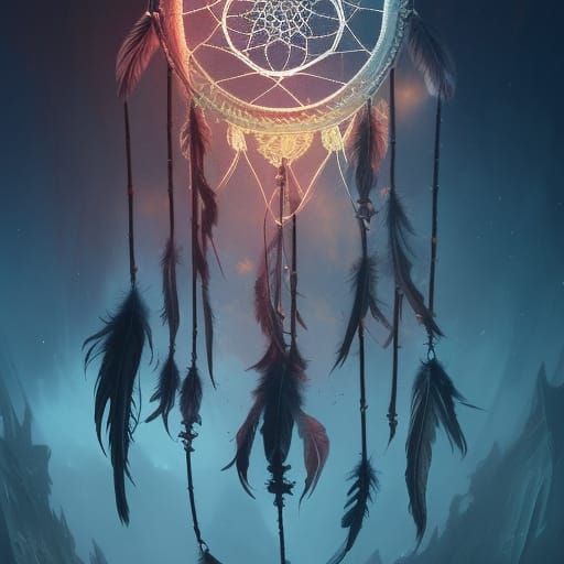 Detailed Dreamcatcher in Dark Fantasy Style