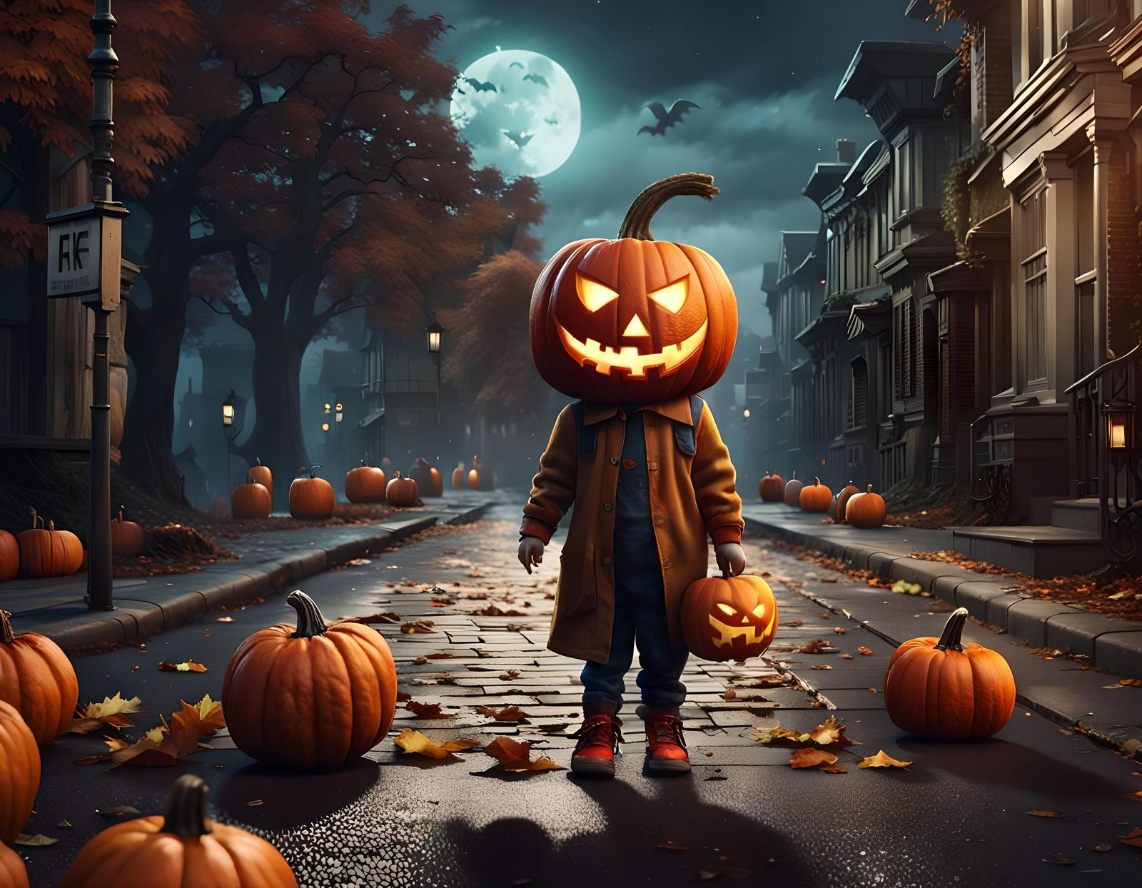 Child with Pumpkin Head: Matte Painting, Fantasy Concept