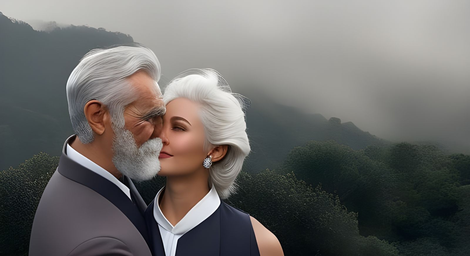 “Two lovers, forever young, gray haired with grace, held in a time loving embrace, with a promise made that they will ne...