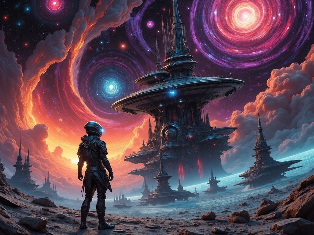 Cosmic Apocalypse with Astronaut in Futuristic Style