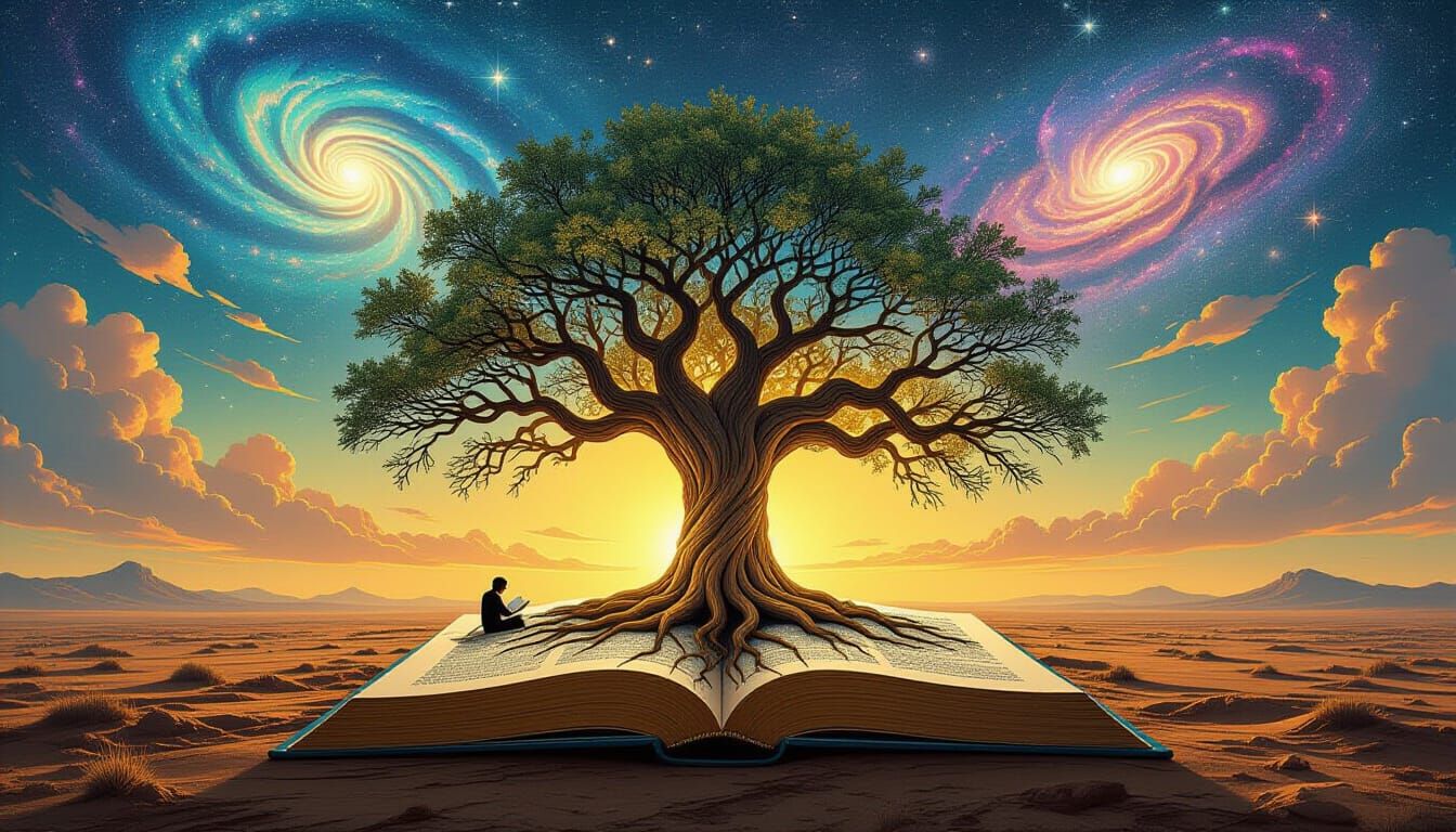 Ancient Tree of Knowledge on Windswept Plain