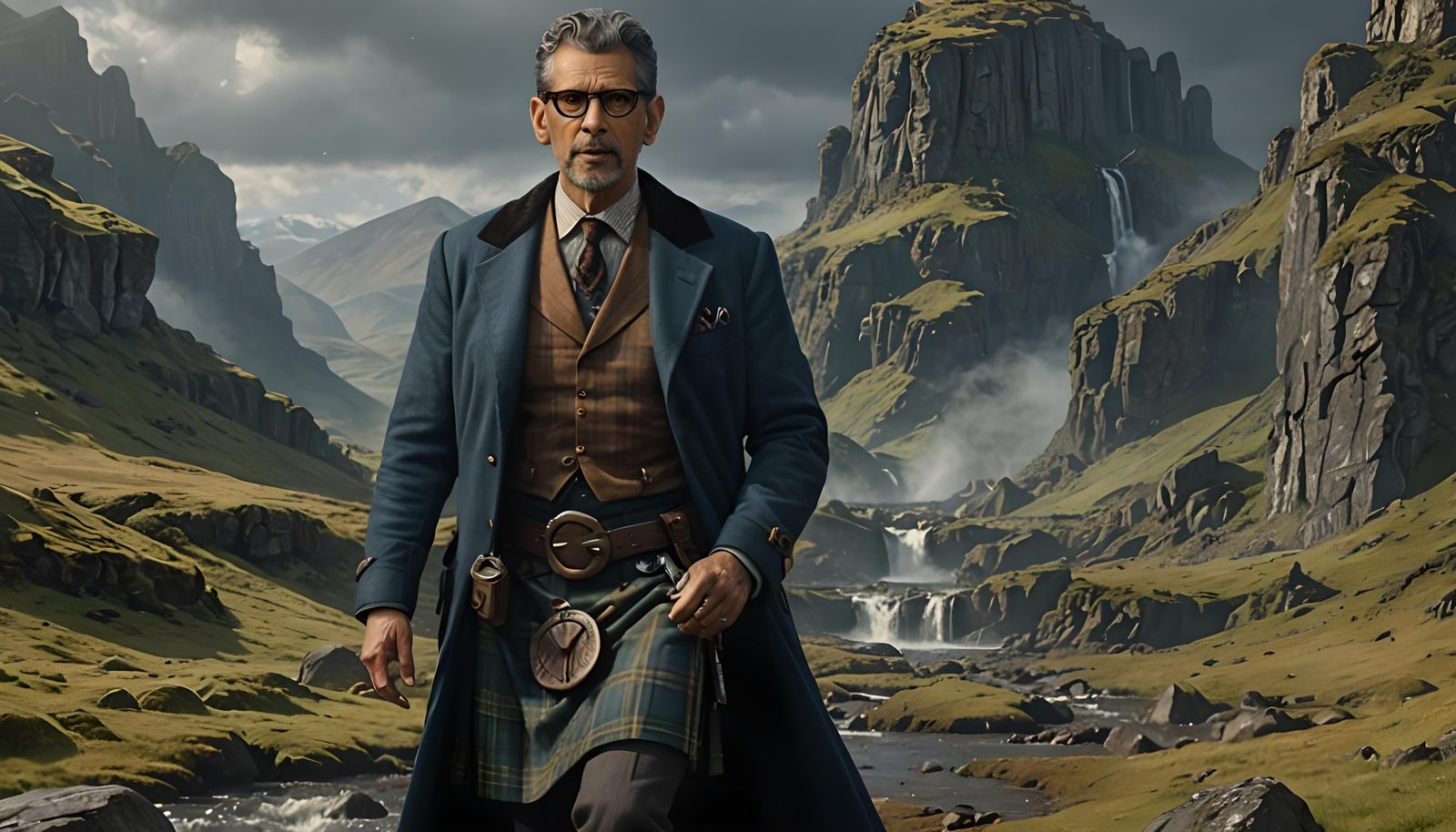 Jeff Goldblum in Kilt: Detailed Fantasy Art