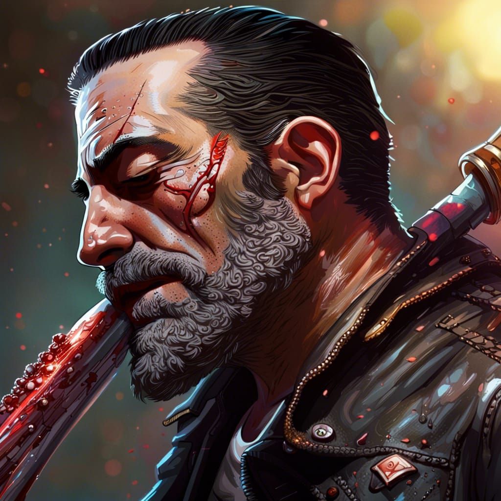Negan and Lucille: Hyperrealistic Walking Dead Image