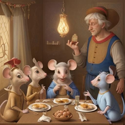 Mice Celebrate Hanukkah in Animated Renaissance Style