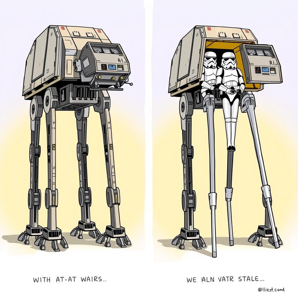 Humorous Sci-Fi AT-AT Walker Cross-Section