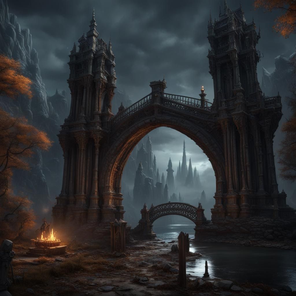 Dark Fantasy Cemetery with Souls and Ancient Tombs