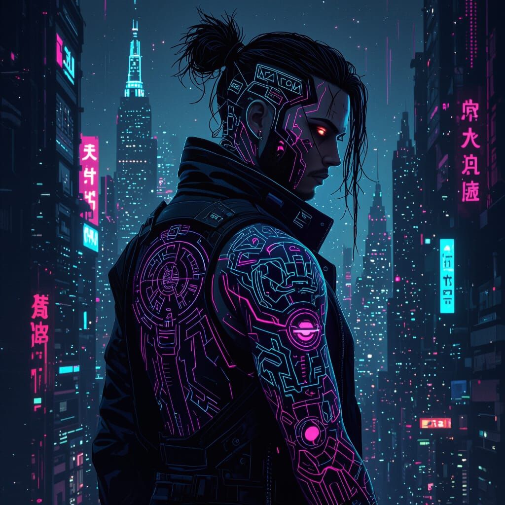 Neon Tattoos in Cyberpunk Style