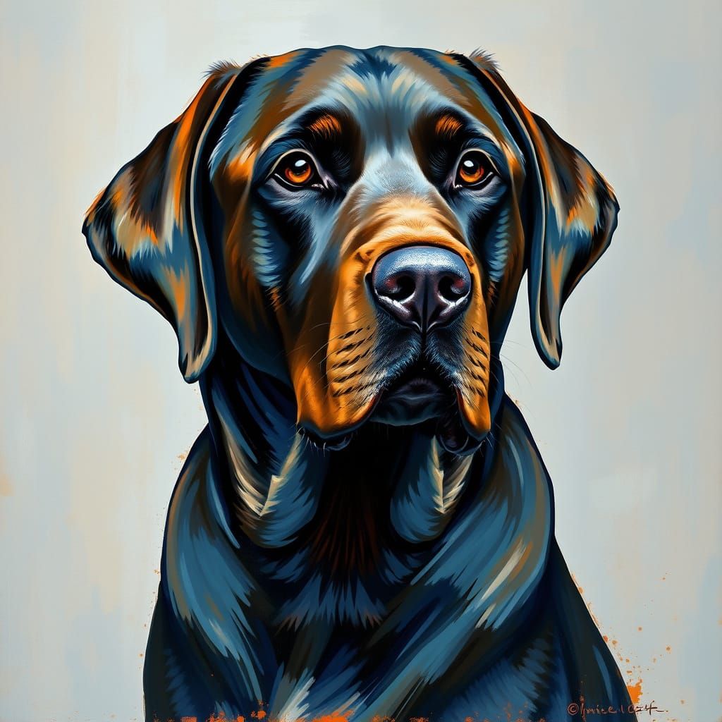 Elegant Labrador in Gouache Style Impressionist Masterpiece