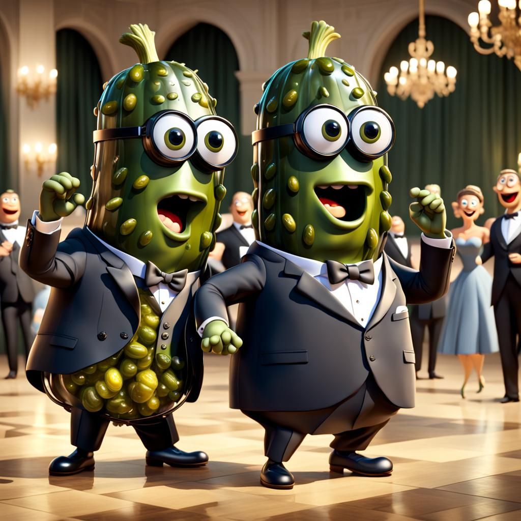 Pickles Dancing at Gala in Cartoon CGI Style