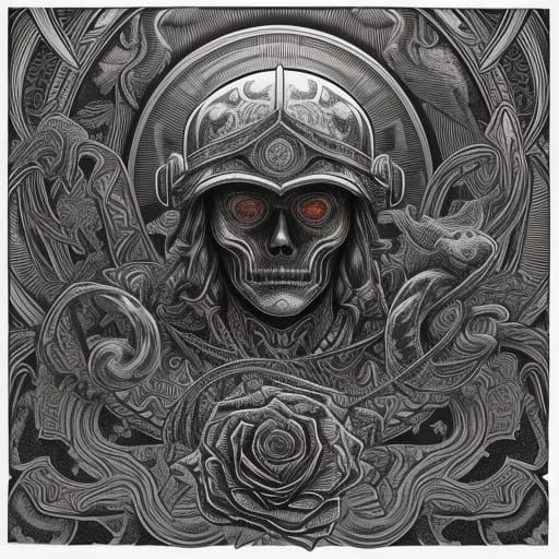 Tattoo Art: Suns, Waves and Mystical Helmets in Charcoal