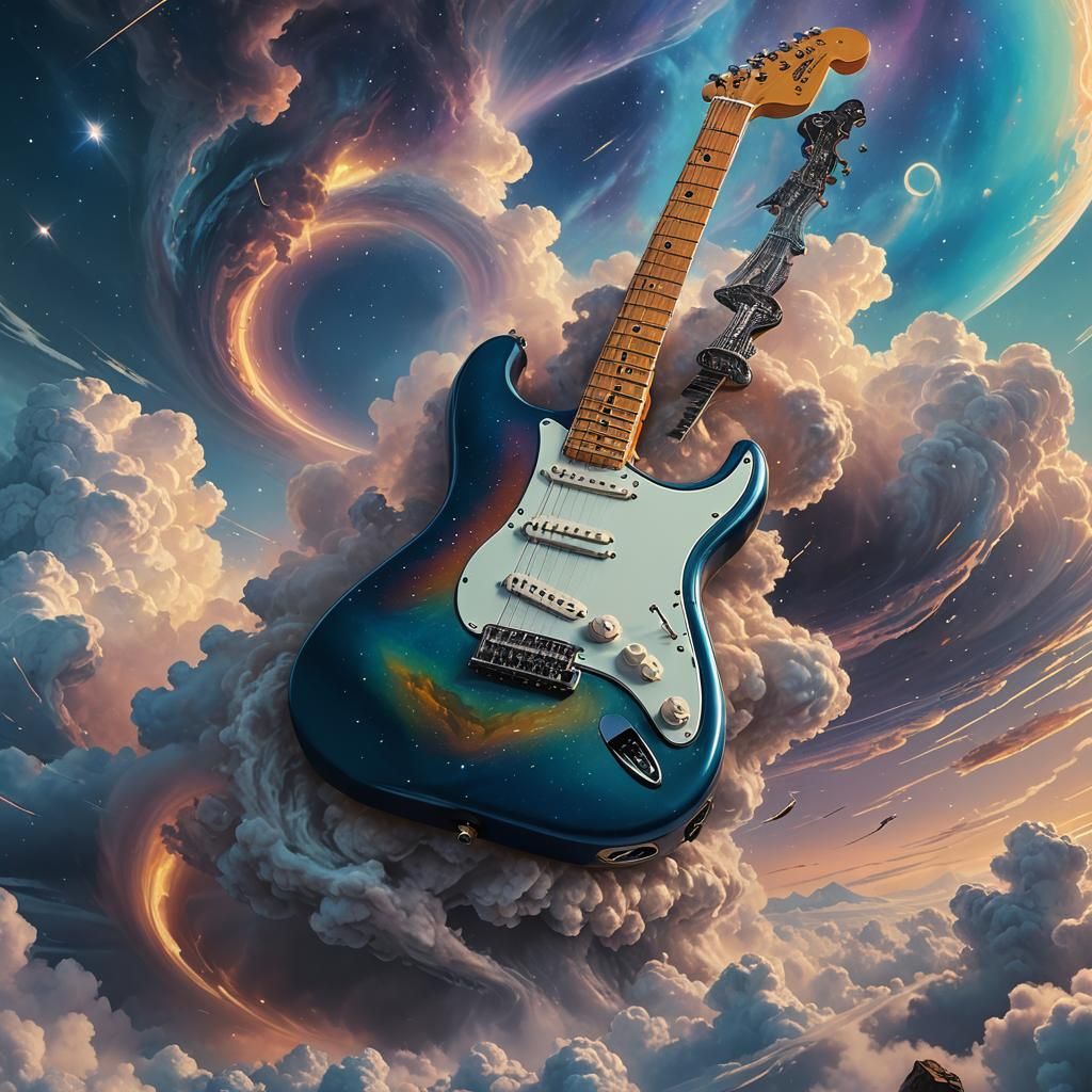Fantasy Art: Stratocaster Guitar in Iridescent Stardust Vort...