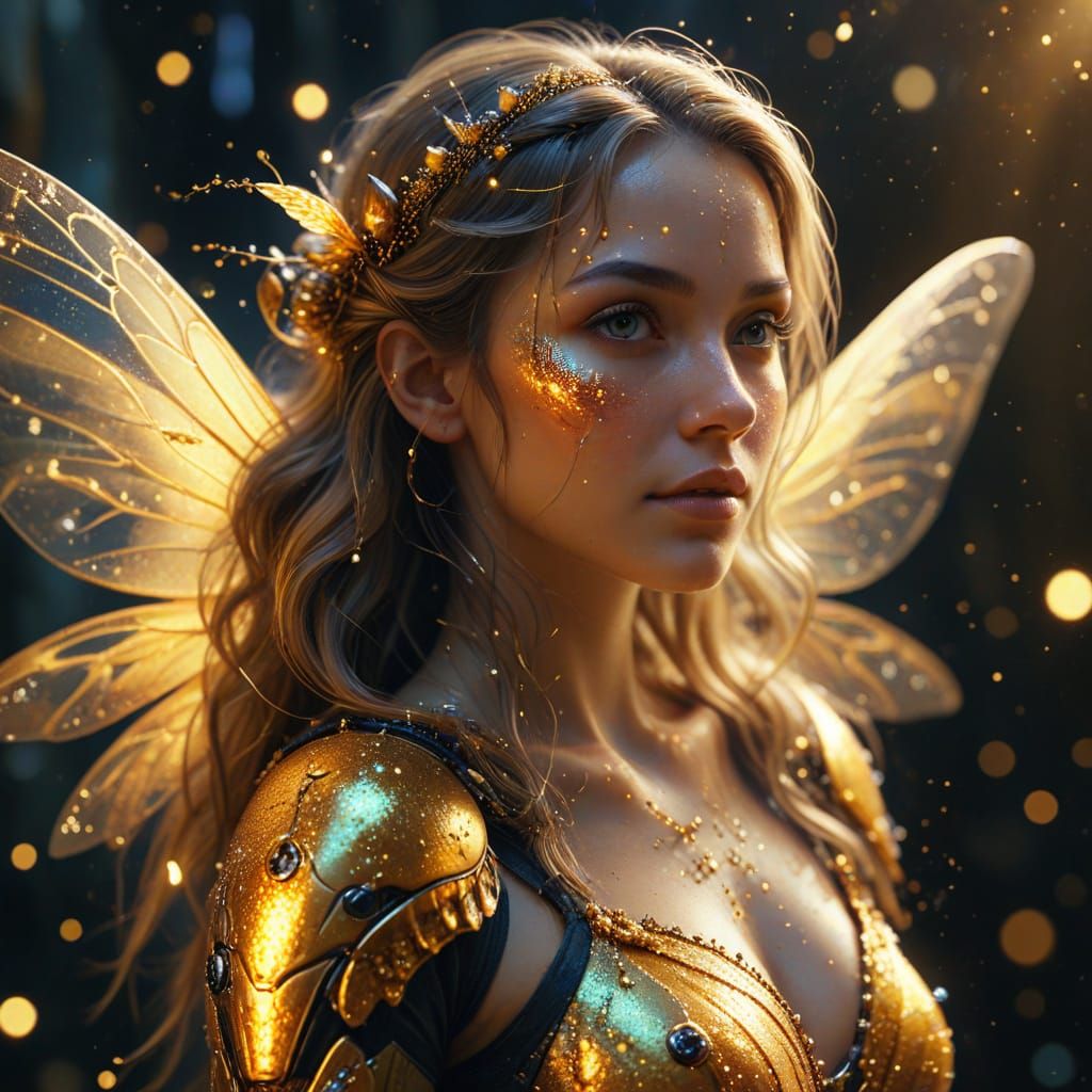 Fairy Queen Bee in Watercolor Style