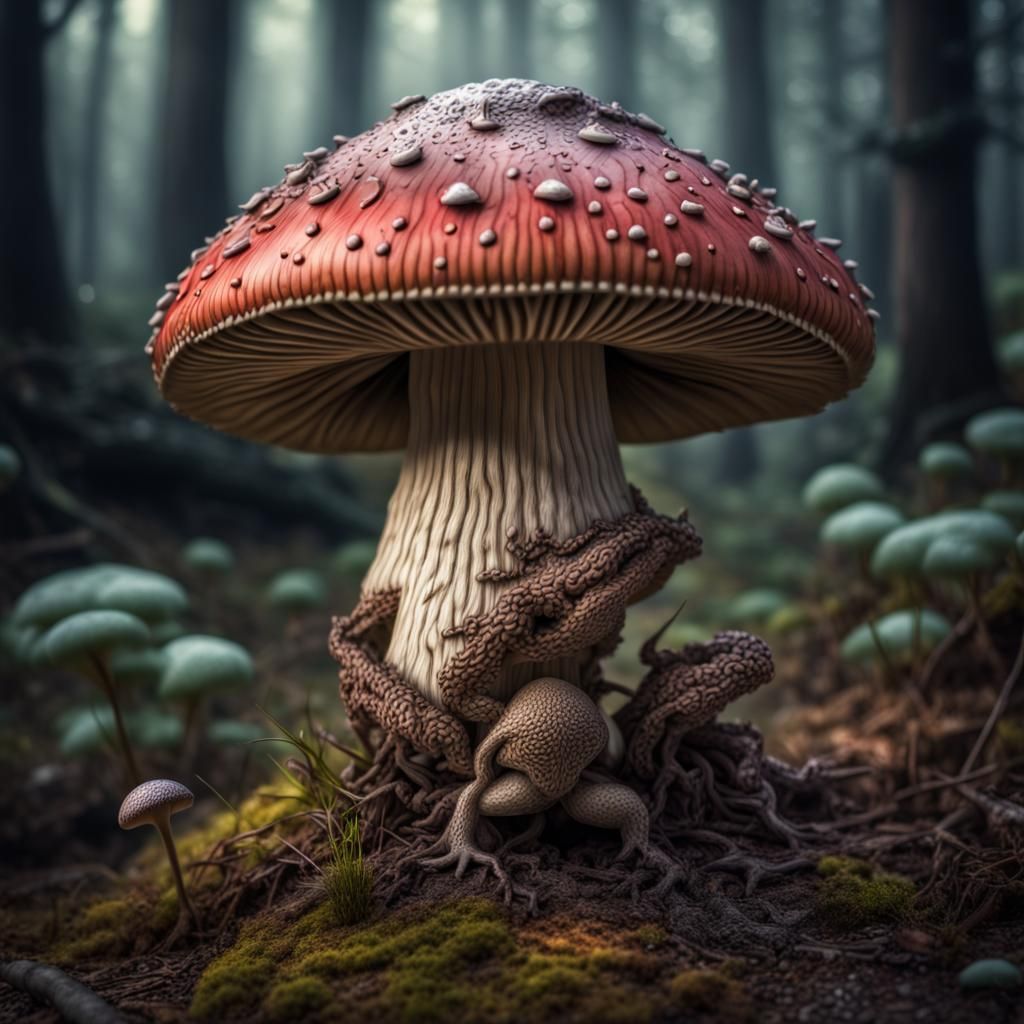 Fantasy Toadstool in Hyperrealistic Style