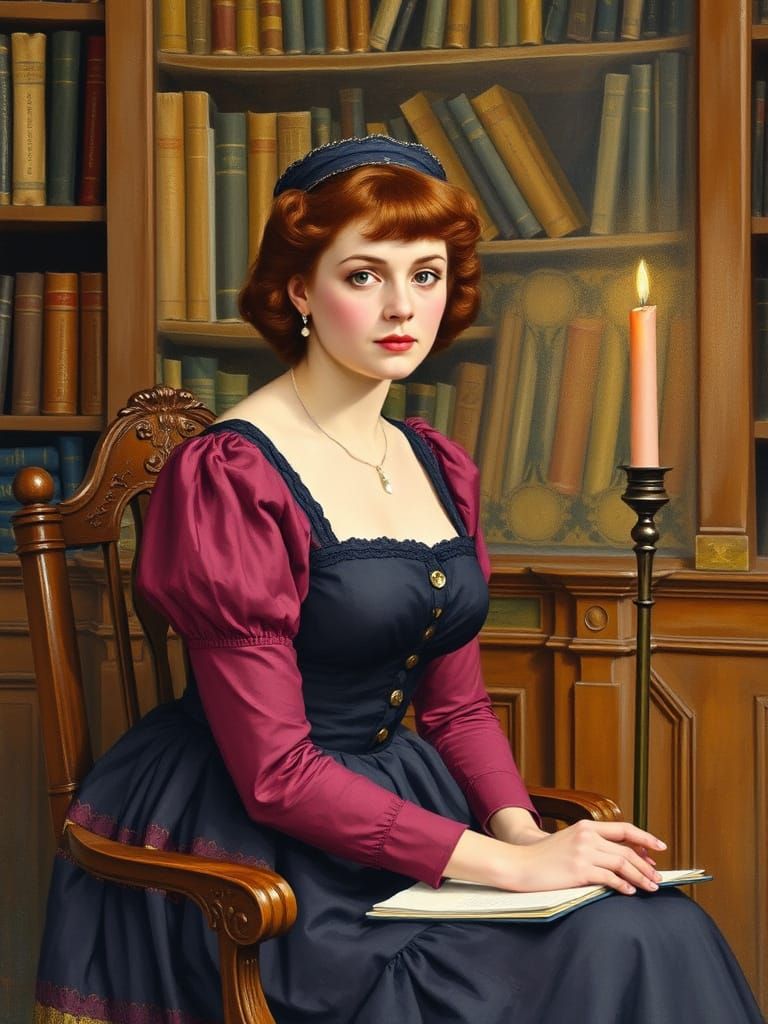 Portrait of Miss Scarlett In Library With Candlestick. Aquarelle by Gustave Caillebotte