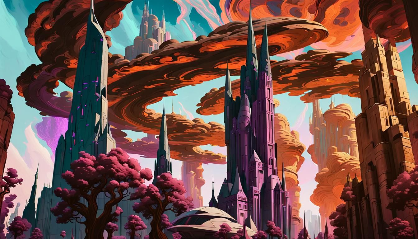 Neon Cyberpunk Cityscape: A Digital Matte Painting