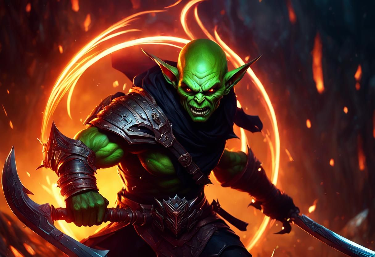 Epic Goblin Hero in Dark Fantasy Style