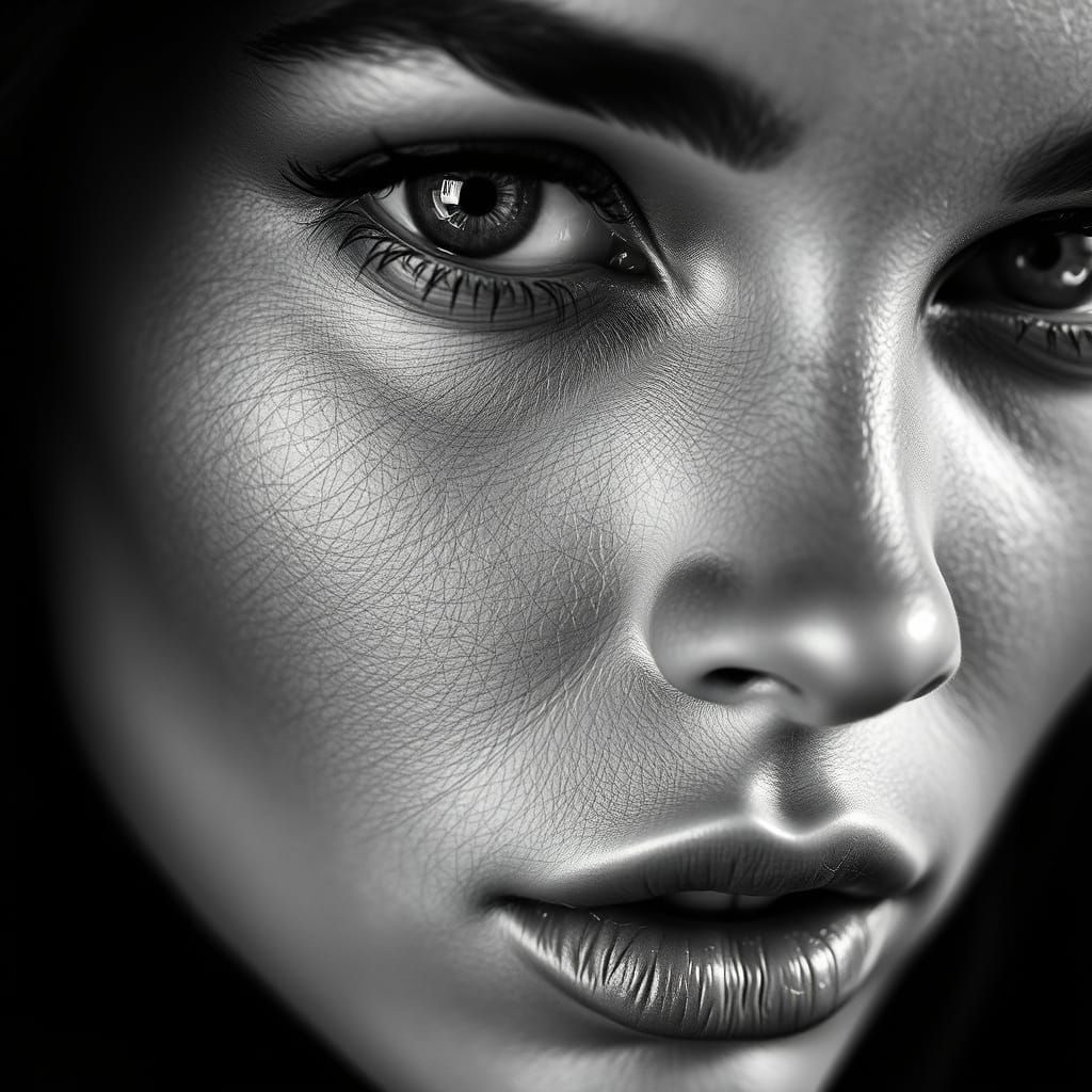 Luxurious Black and White Fashion Portrait in High-Contrast ...