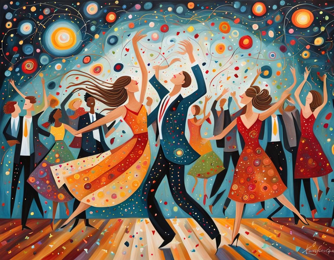 Joyful Confetti Rain at High School Dance