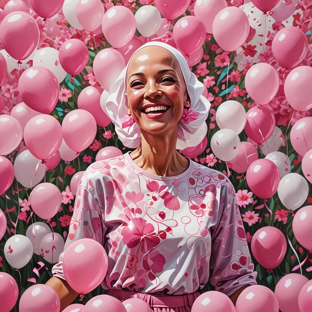 Smiling Cancer Patient in Pop Art Style