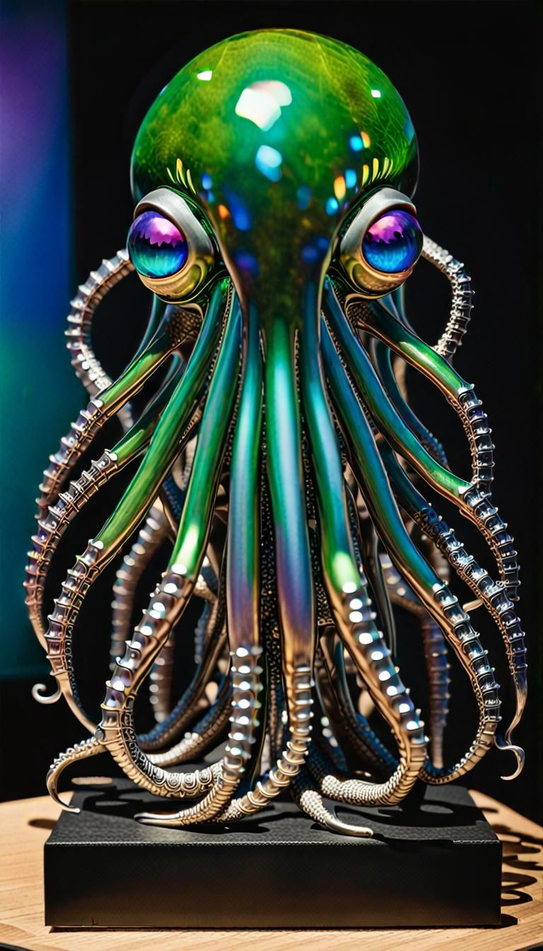 Alien Statue with Tentacles in Digital Art Style