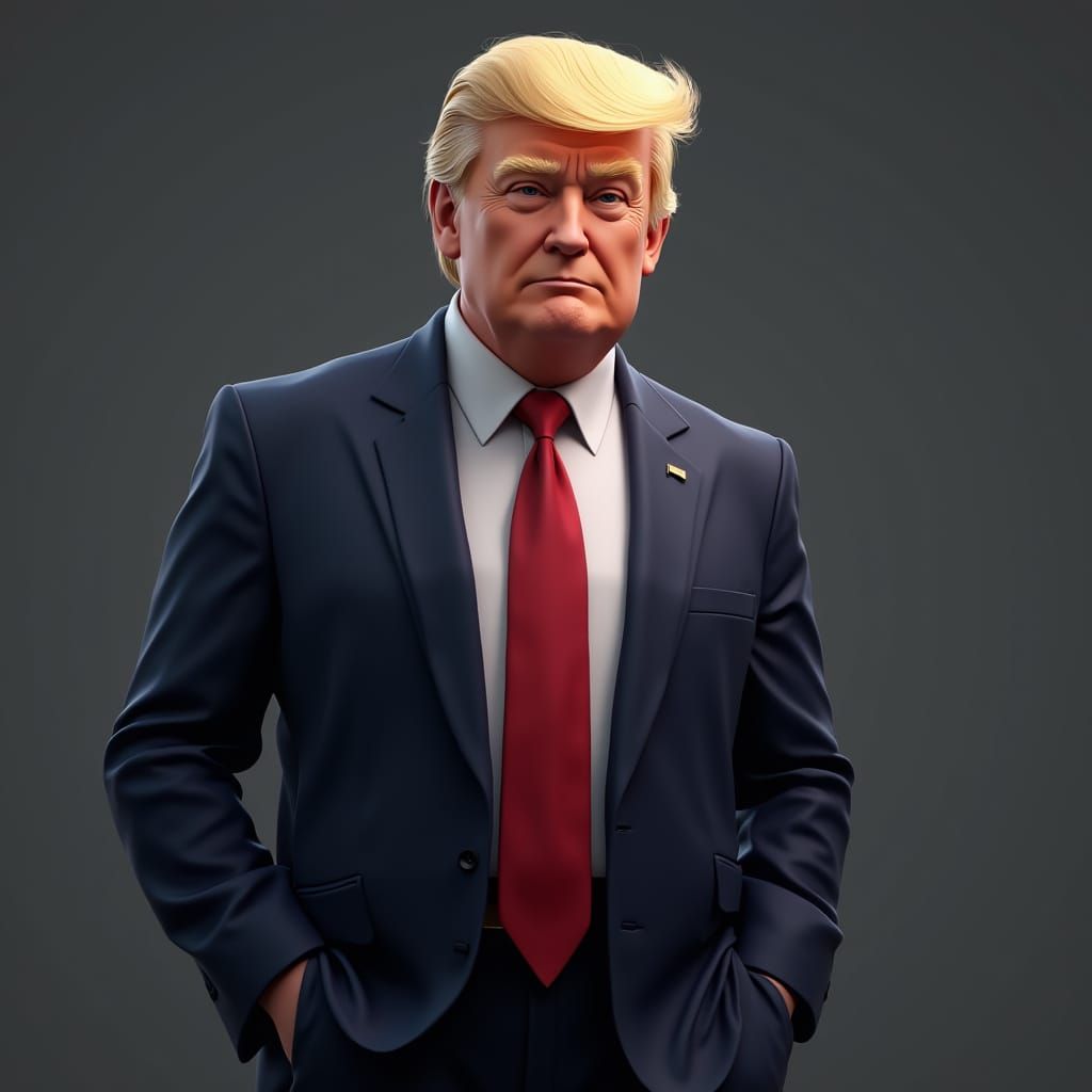 Donald Trump in Anime Style, Detailed 3D Art
