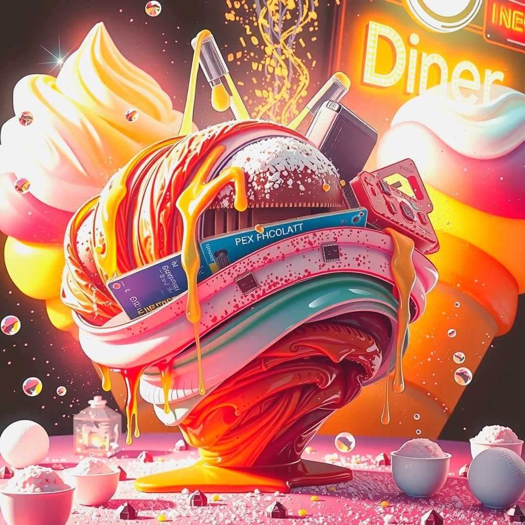 Cyberpunk Croissant: Shattered Screens and Binary Glaze