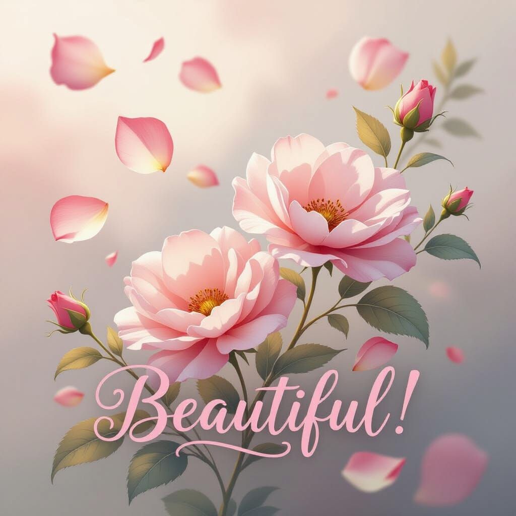 Ethereal Petals in Dreamy Watercolor Scene