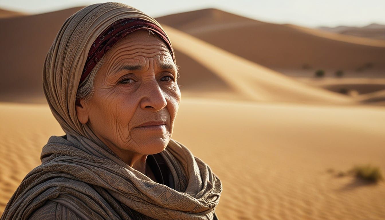 Berber Woman in Sahara Desert at Sunrise