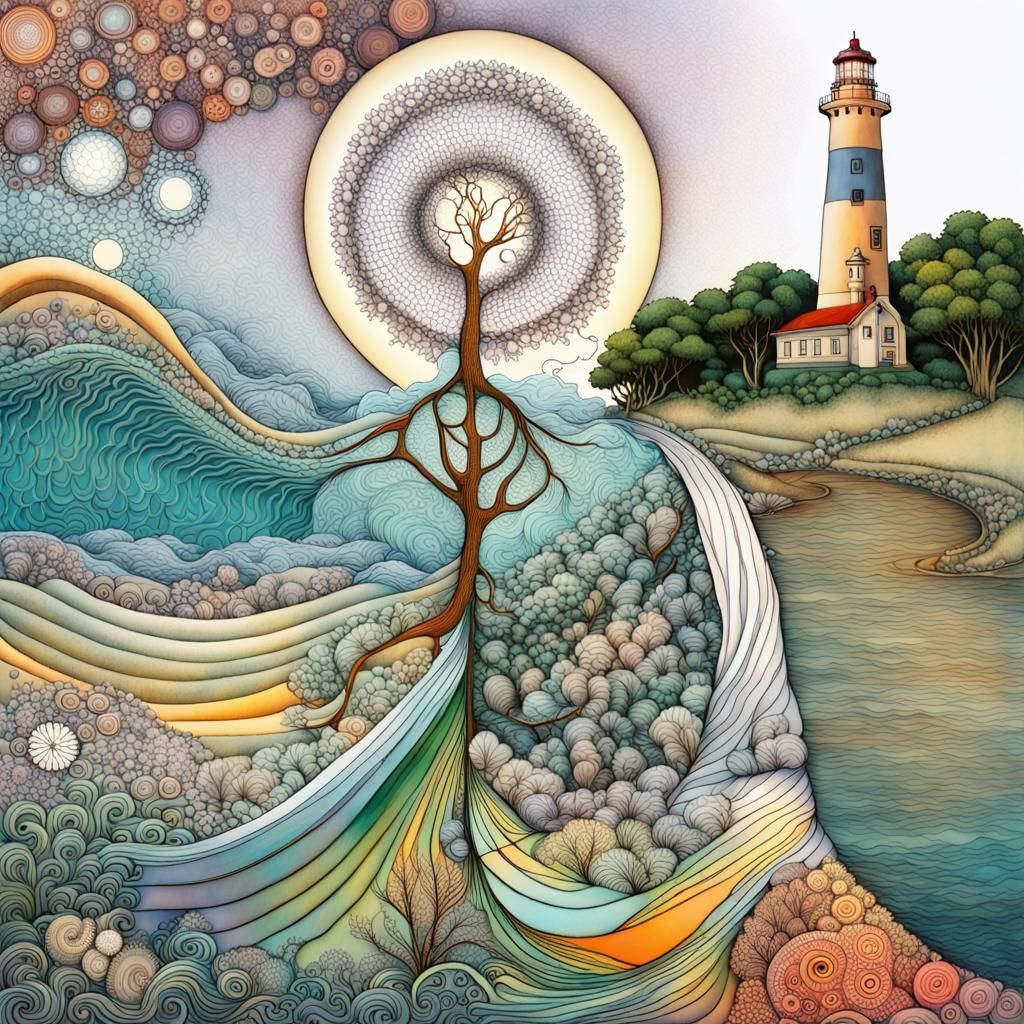 Rivertree Lighthouse with Fractal Wave Functions