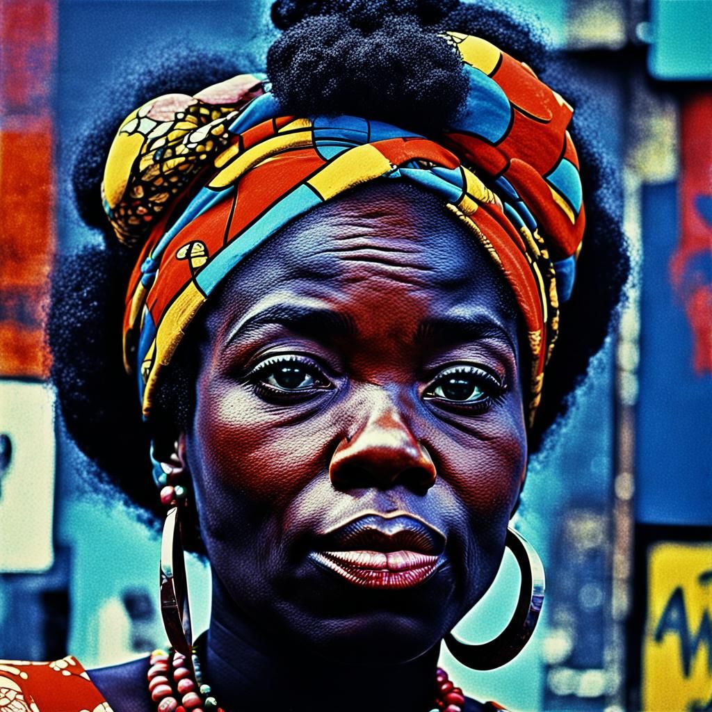 Afrofuturist Portrait in Street Pop Art Style
