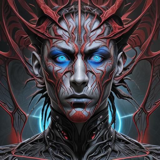 Afrofuturistic Cyborg Face with Fractal Veins Digital Art