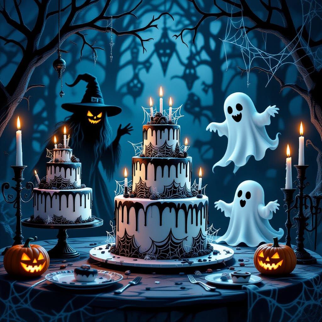 Whimsical Gothic Birthday Party with Haunted Cakes