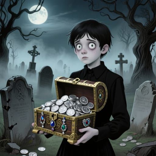 Emo Teen and Treasure Chest in Burton Style