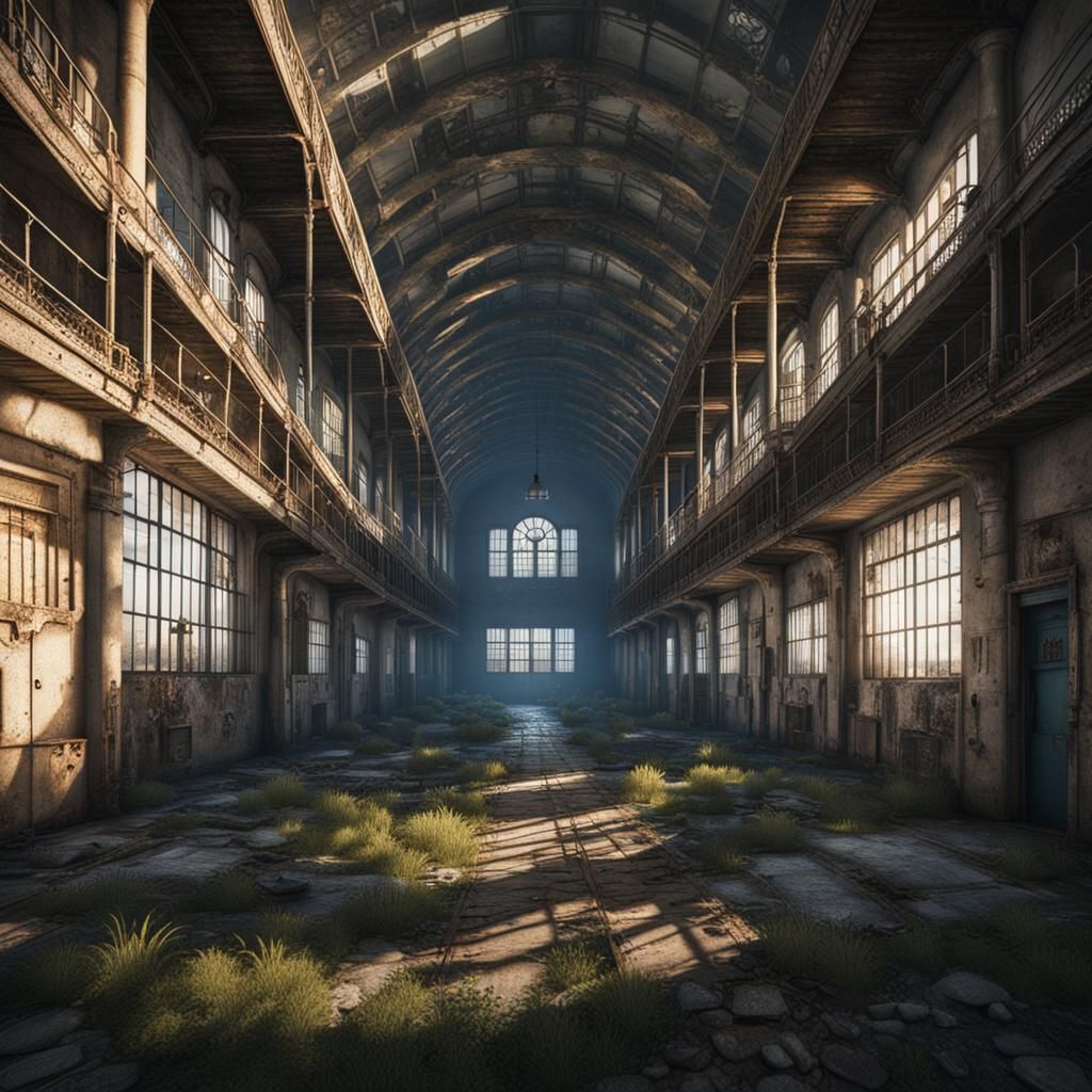 Hyperrealistic Alcatraz Prison Interior in Detailed Matte Pa...