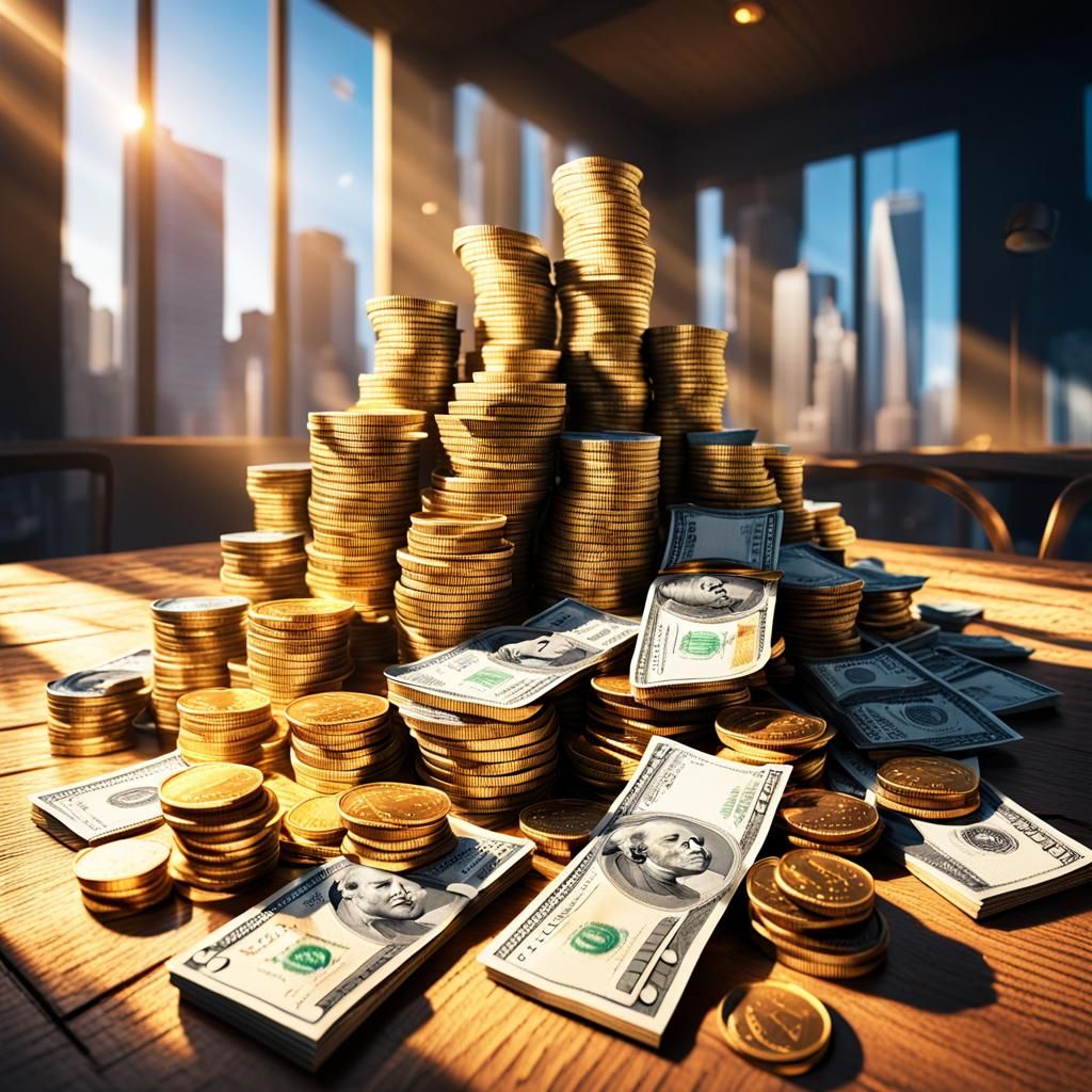 Hyper-Realistic Cash Pile Digital Art