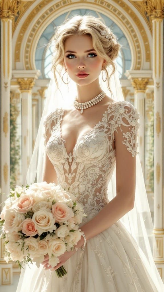 Android 18 as Art Nouveau Bride