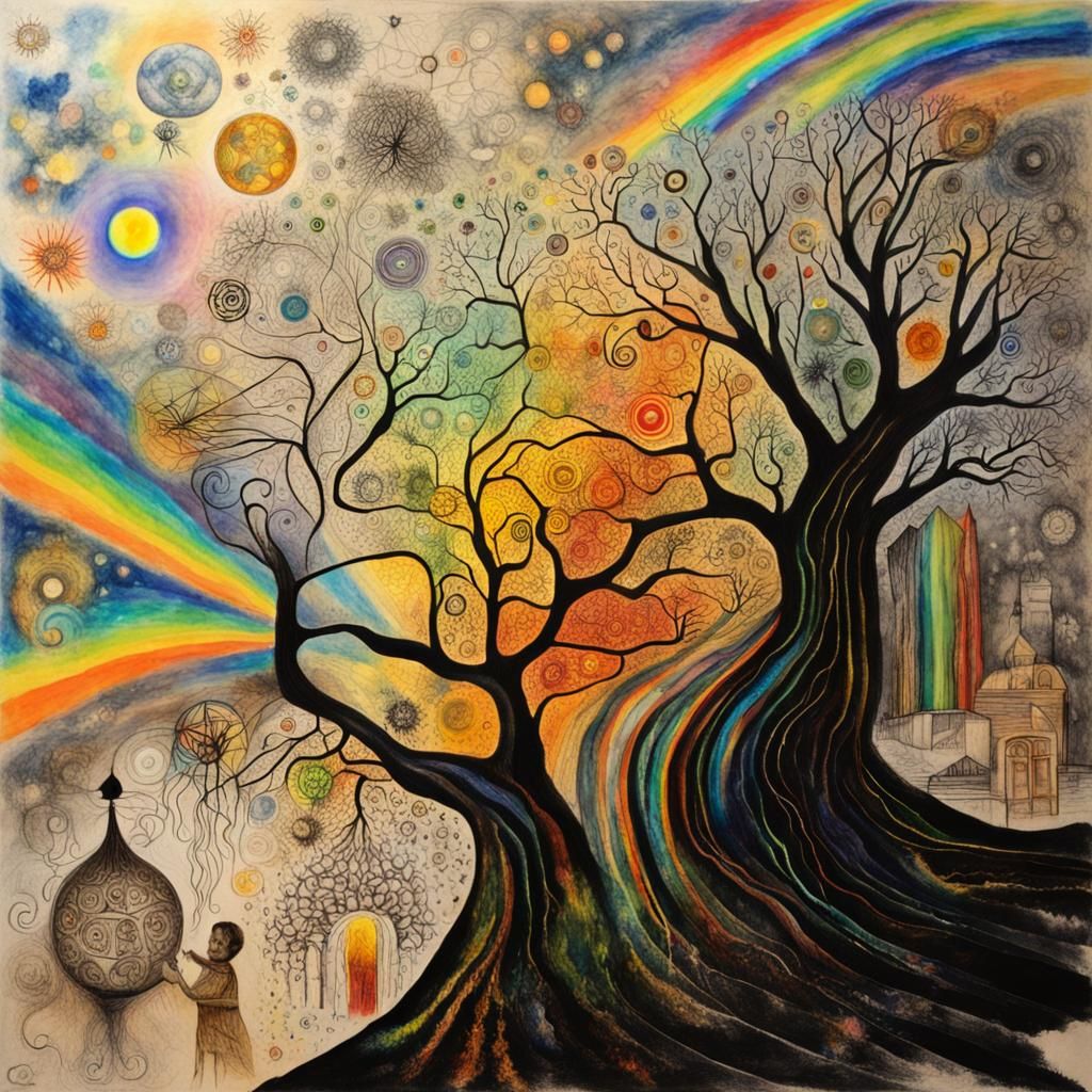 Tree of Life: Sacred Geometry in Surreal Child's Drawing