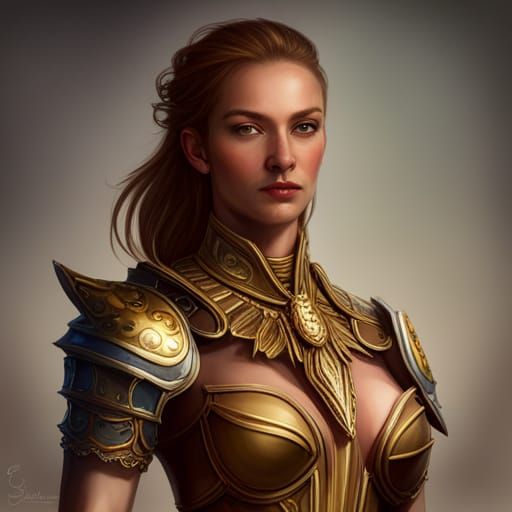 Elegant Portrait of a Chainmail Fighter in Redshift Style