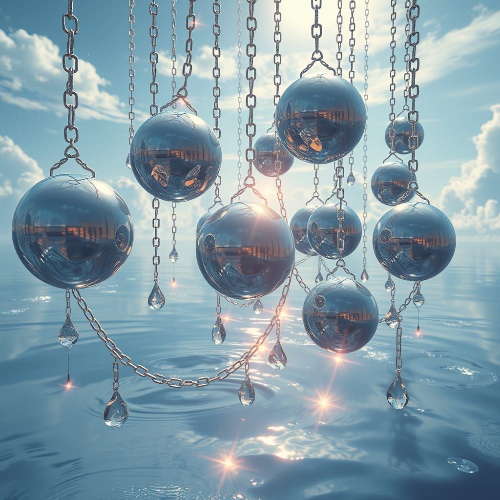 Surreal Floating Mirrors Reflecting Radiant World Fragments