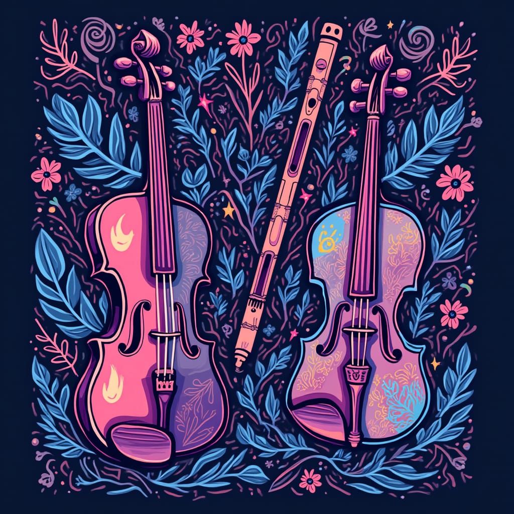 Electro Chill Album Art: Violins, Flutes, Harmonica