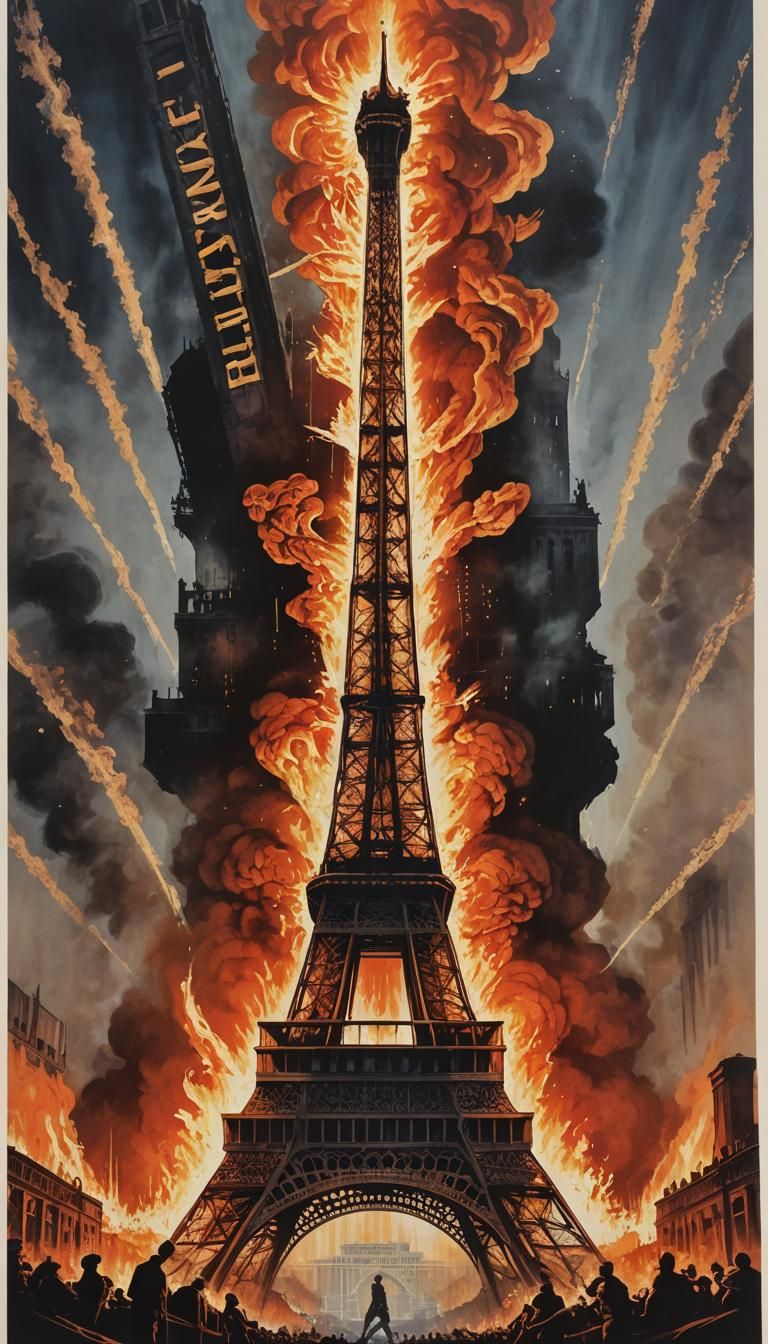 Intricately detailed Movie poster Depicting the Eiffel Tower...