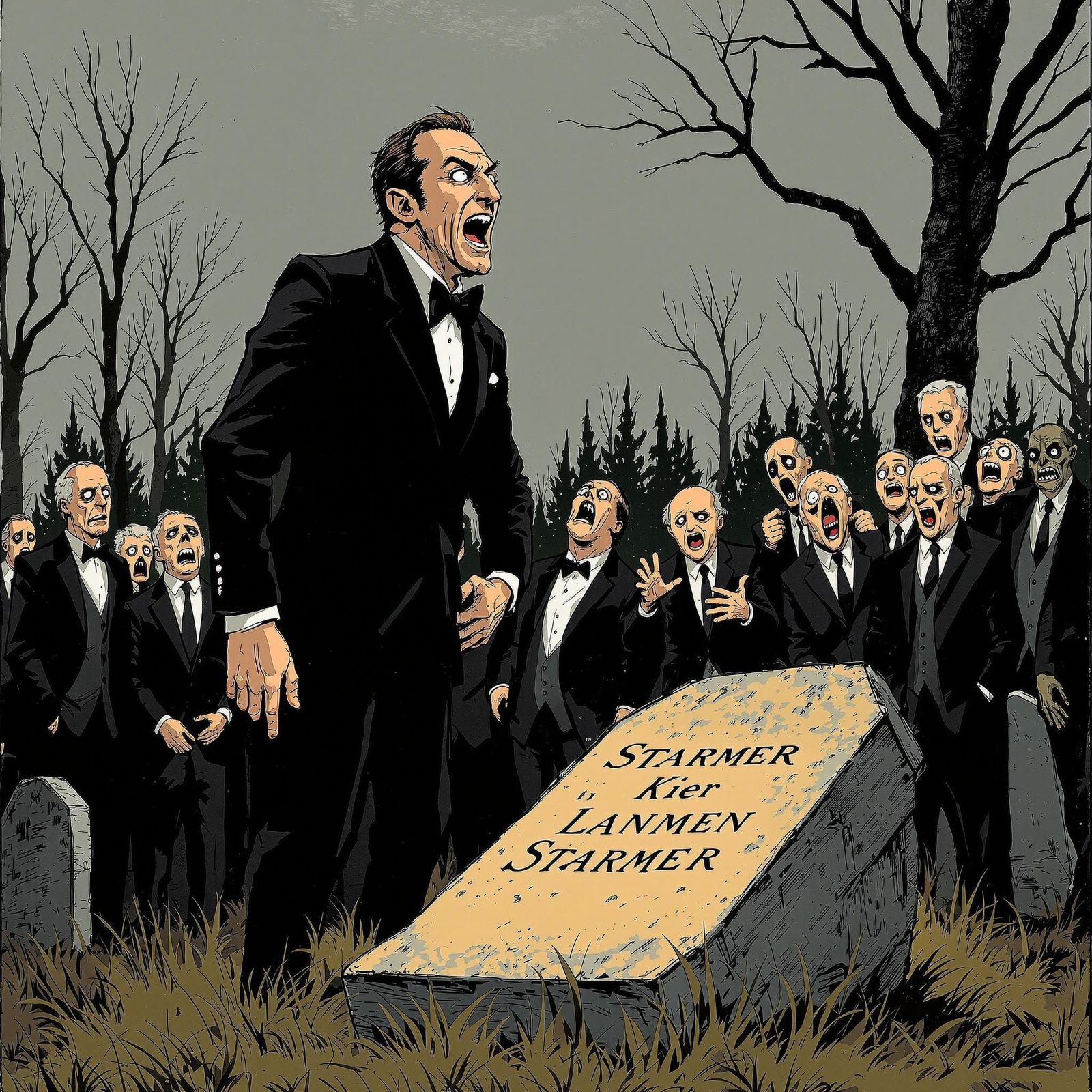 Satirical Portrait: Politician's Inappropriate Laughter