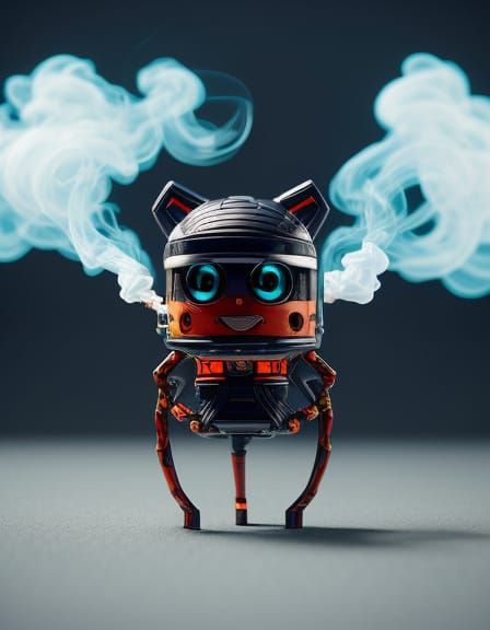 Giant Cigarette Smokes Person in 3D Anime Art