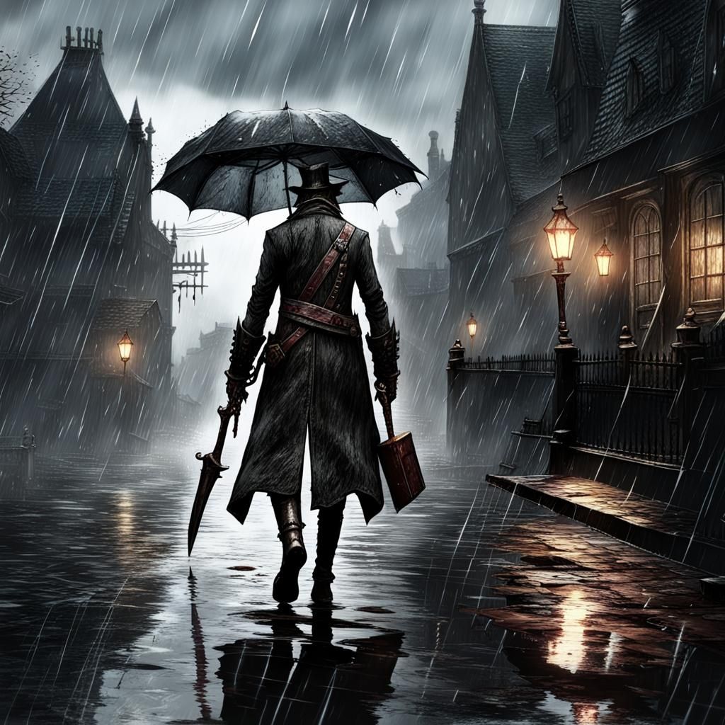 Bloodborne in the Rain: Gothic Ambiance