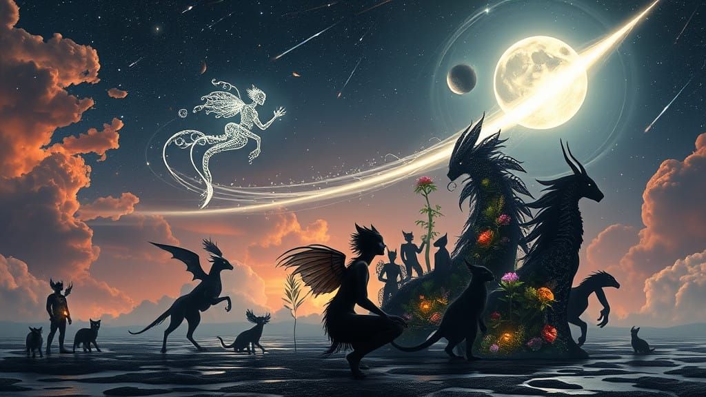 Ethereal Star Rider in Cosmic Landscape