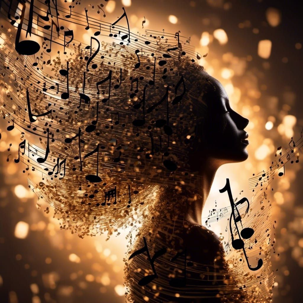 Musical Silhouette: Woman Crafted from Music Notes